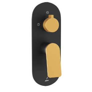 Picture of Aquamax Exposed Part Kit of Single Lever Shower Mixer - Lever: Gold Matt PVD | Body: Black Matt